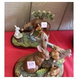 2 FIGURINES DEER & RABBITS