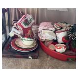 ASST. CHRISTMAS ITEMS: TOWELS, PLATES, SANTA
