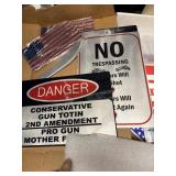 BOX OF DECORATIVE METAL SIGNS