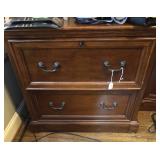 SOLID WOOD 2 DRAWER LOCKING FILING CABINET
