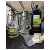 (3) TORCH LANTERNS & 6QT TORCH FLUID