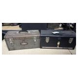 (2) METAL TOOL BOXES W/ SOME TOOLS INSIDE