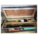 WOODEN CHEST/TOOLBOX W/ CONTENTS