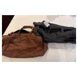 (2) LEATHER DUFFEL BAGS