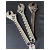 SET OF (3) 12" STEEL WRENCHES