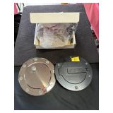 (2) GAS CAP DOORS FOR MUSTANGS - CROME & BLACK