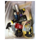 TOTE FULL OF CAR WASH/DETAILING SUPPLIES