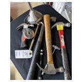 (4) CLAW HAMMERS, FUNNEL, ETC. TOOLS
