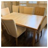 WOODEN DINING TABLE W/ 6 CHAIRS 63"x41"x30"
