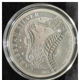 2021 BARBADOS "CARIBBEAN SILVER SEAHORSE" - 1 OZ