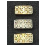 (3) 1 OZ SILVER "LEGO" BLOCKS - 3 OZ SILVER TOTAL-