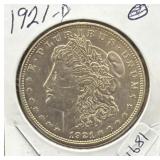 1921-D MORGAN SILVER DOLLAR
