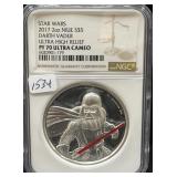 STAR WARS - 2017 - 2 OZ SILVER - "DARTH VADER" -