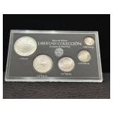 1993 LIBERTAD COLECCION - 5 SILVER COIN SET -