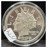 2009 - 1 OZ SILVER ROUND - $20 LIBERTY DOLLAR -