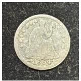 1854 SEATED LIBERTY HALF DIME W/ARROWS