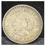 1948Mo MEXICO 5 PESO COIN - 90% SILVER - 30 GRAMS