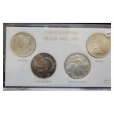 U.S. SILVER DOLLAR 4 COIN SET - 1921 MORGAN,