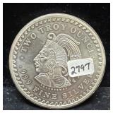 2 TROY OZ .999 FINE AZTEC CALENDAR SILVER ROUND