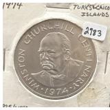 1974 TURKS AND CAICOS ISLANDS CHURCHILL COIN