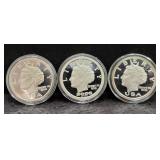 (3) LIBERTY 1 OZ .999 FINE SILVER ROUNDS - 3 OZ