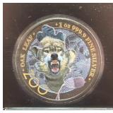 2019 GERMANIA MINT OAK LEAF ZOO 'WOLF' 1 OZ