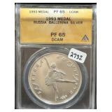 1993 MEDAL - RUSSIA BALLERINA - SILVER - ANACS