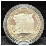 1987 CONSITUTION SILVER DOLLAR - BOX AND COA