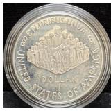 1987 CONSITUTION SILVER DOLLAR - BOX AND COA