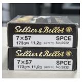 40 RDS SELLIER & BELLOT 7 x 57mm AMMO 173 GRAIN