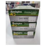 60 RDS REMINGTON CORE-LOKT 243 WIN AMMO 95 GRAIN