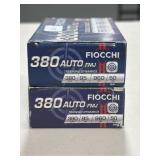 100 RDS FIOCCHI 380 AUTO AMMO 95 GRAIN FMJ