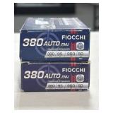 100 RDS FIOCCHI 380 AUTO AMMO 95 GRAIN FMJ