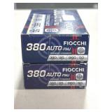 100 RDS FIOCCHI 380 AUTO AMMO 95 GRAIN FMJ