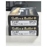 40 RDS SELLIER & BELLOT 7 x 57mm AMMO 173 GRAIN