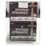 100 RDS FIOCCHI 357 MAGNUM AMMO 125 GRAIN JHP