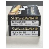 40 RDS SELLIER & BELLOT 6.5 x 55 SE AMMO 140 GRAIN