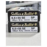 40 RDS SELLIER & BELLOT 6.5 x 55 SE AMMO 140 GRAIN
