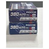 100 RDS FIOCCHI 380 AUTO AMMO 95 GRAIN FMJ