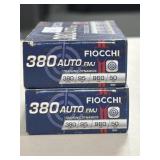 100 RDS FIOCCHI 380 AUTO AMMO 95 GRAIN FMJ