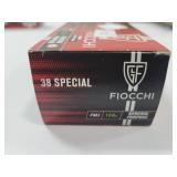 50 RDS FIOCCHI 38 SPL AMMO 158 GRAIN FMJ