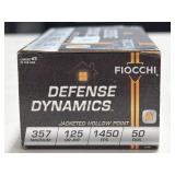 50 RDS FIOCCHI 357 MAGNUM AMMO 125 GRAIN JHP