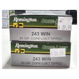 40 RDS REMINGTON CORE-LOKT 243 WIN AMMO