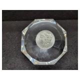 1888 UNC MORGAN SILVER DOLLAR EMBEDDED IN ACRYLIC