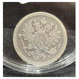 1871-S FINLAND 50 PENNIA COIN - .75% SILVER -