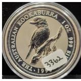1995 AUSTRAILIAN KOOKABURRA 1 OZ SILVER ROUND