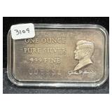 JFK 1 OZ .999 FINE SILVER INGOT