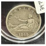 1869 SPAIN 2 PESETAS COIN - 83.5% SILVER -