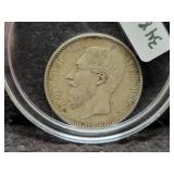 1886 BELIUM 1 FRANC COIN - 83.5% SILVER -