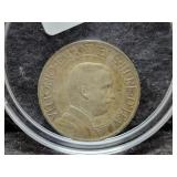 1908 ITALY 1 LIRE COIN - 83.5% SILVER -
